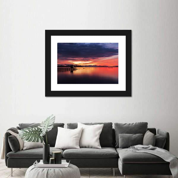 Small Jetty In To The Sea Canvas Wall Art-3 Horizontal-Gallery Wrap-25" x 16"-Tiaracle