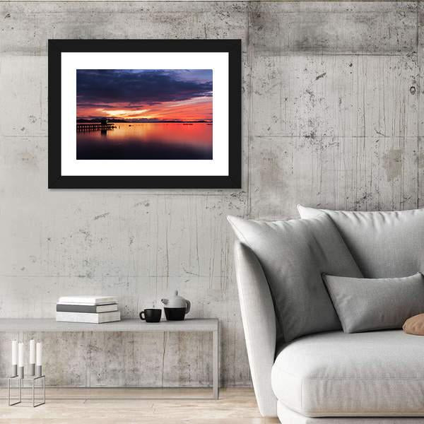 Small Jetty In To The Sea Canvas Wall Art-3 Horizontal-Gallery Wrap-25" x 16"-Tiaracle