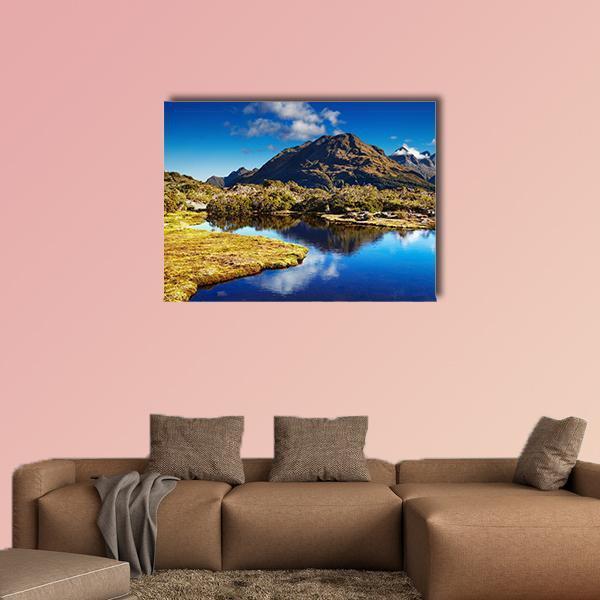 Small Lake At The Key Summit In New Zealand Canvas Wall Art-4 Pop-Gallery Wrap-50" x 32"-Tiaracle