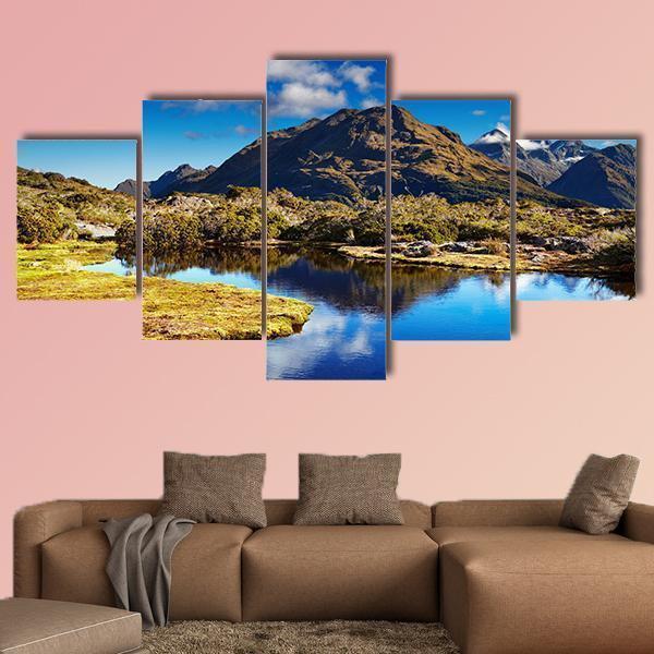 Small Lake At The Key Summit In New Zealand Canvas Wall Art-5 Star-Gallery Wrap-62" x 32"-Tiaracle