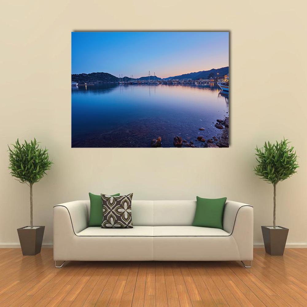 Small Port Of Kekova Canvas Wall Art-1 Piece-Gallery Wrap-48" x 32"-Tiaracle