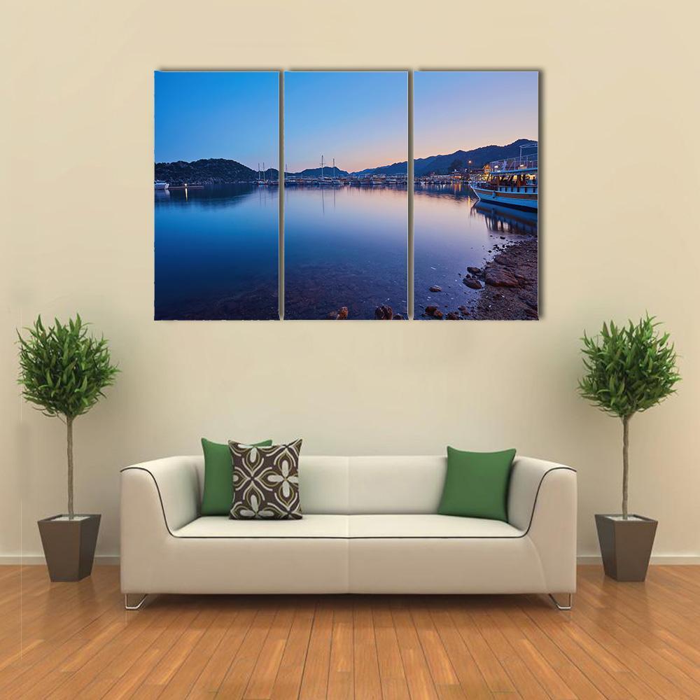 Small Port Of Kekova Canvas Wall Art-3 Horizontal-Gallery Wrap-37" x 24"-Tiaracle