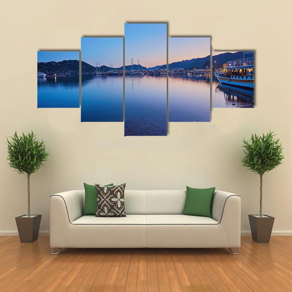 Small Port Of Kekova Canvas Wall Art-5 Star-Gallery Wrap-62" x 32"-Tiaracle