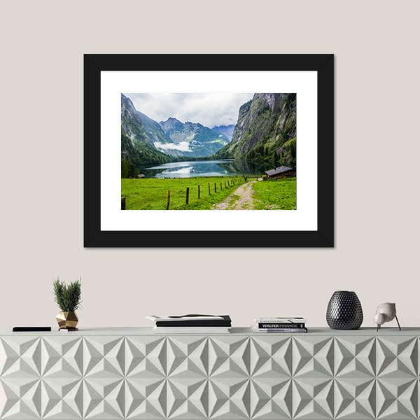 Small Restaurant In The Mountains Canvas Wall Art-1 Piece-Framed Print-20" x 16"-Tiaracle
