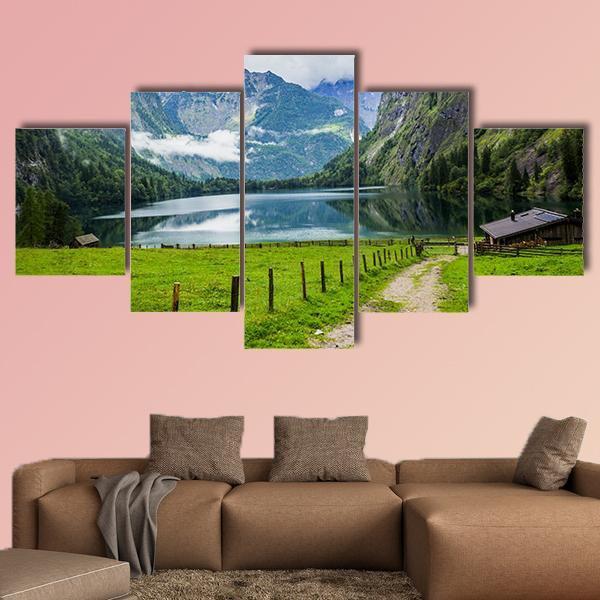 Small Restaurant In The Mountains Canvas Wall Art-5 Star-Gallery Wrap-62" x 32"-Tiaracle