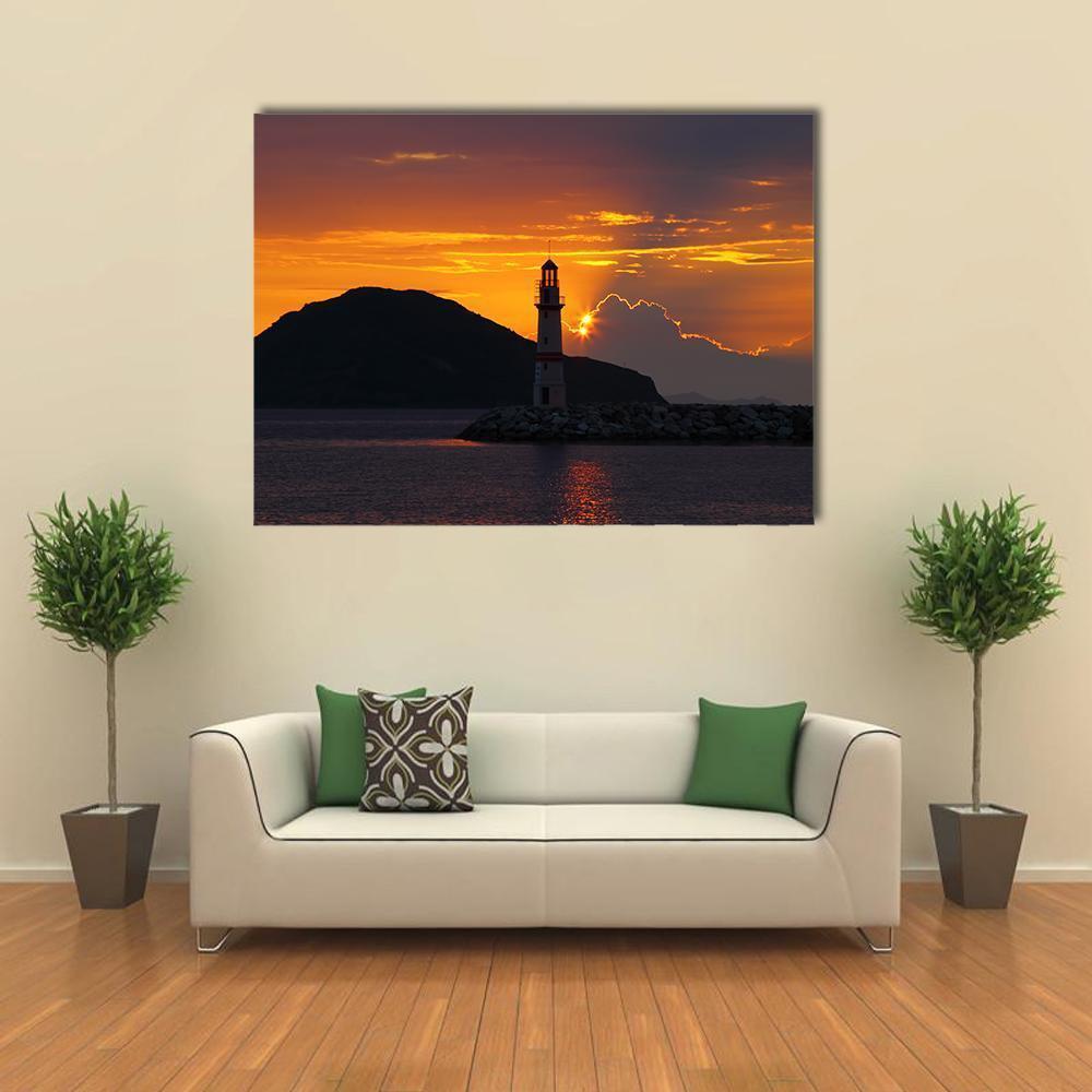 Small Seaside Town Turgutreis Canvas Wall Art-1 Piece-Gallery Wrap-48" x 32"-Tiaracle
