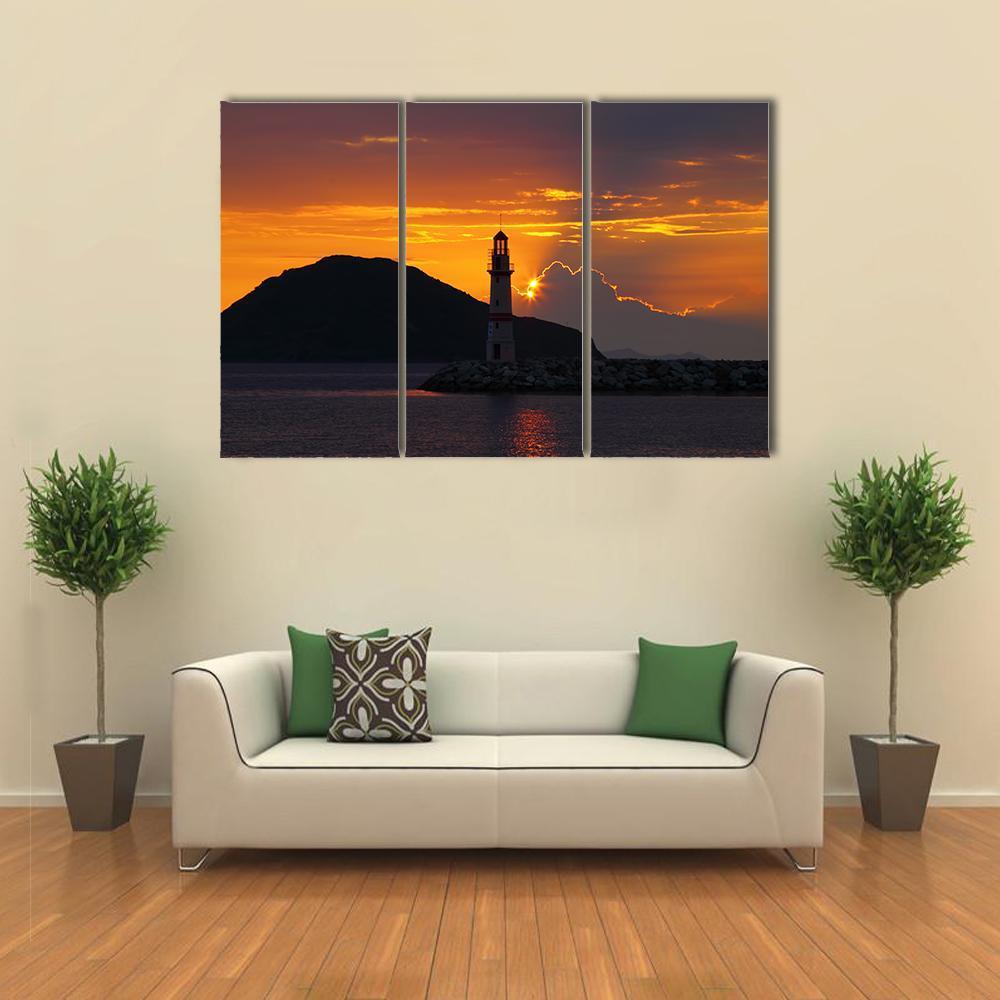 Small Seaside Town Turgutreis Canvas Wall Art-3 Horizontal-Gallery Wrap-37" x 24"-Tiaracle