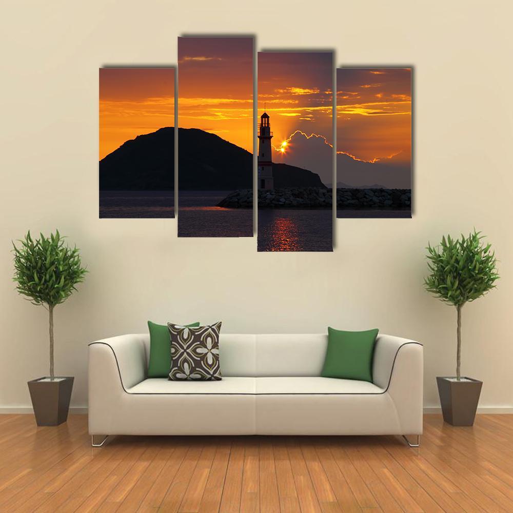 Small Seaside Town Turgutreis Canvas Wall Art-4 Pop-Gallery Wrap-50" x 32"-Tiaracle