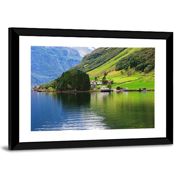 Small Town Near Lake Canvas Wall Art-3 Horizontal-Gallery Wrap-25" x 16"-Tiaracle