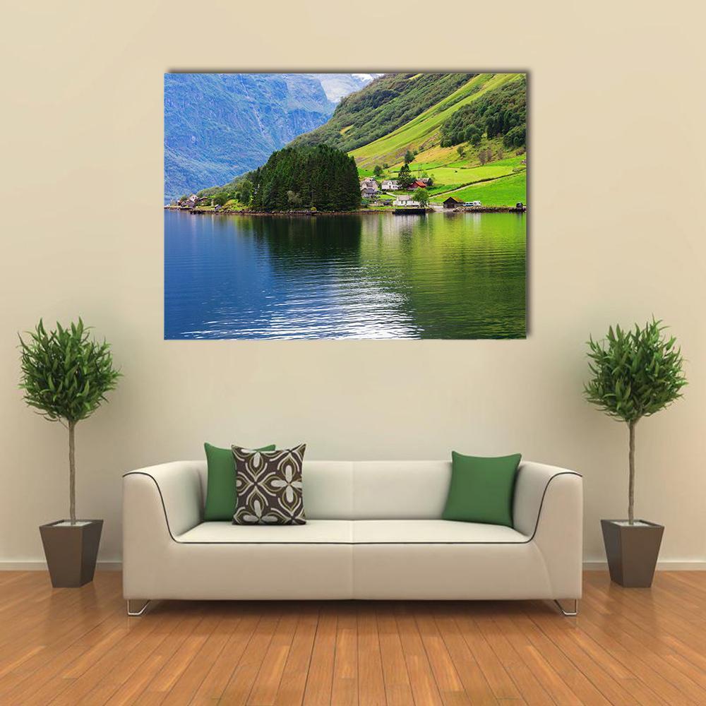 Small Town Near Lake Canvas Wall Art-1 Piece-Gallery Wrap-48" x 32"-Tiaracle