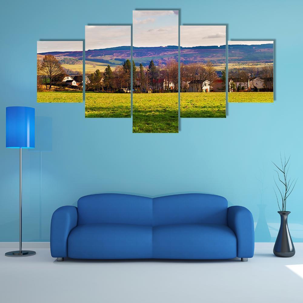 Small Village Near Balloch Canvas Wall Art-5 Star-Gallery Wrap-62" x 32"-Tiaracle