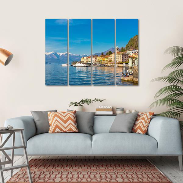 Small Village On Lake Como Canvas Wall Art-4 Horizontal-Gallery Wrap-34" x 24"-Tiaracle