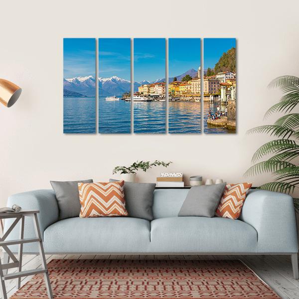 Small Village On Lake Como Canvas Wall Art-5 Horizontal-Gallery Wrap-22" x 12"-Tiaracle