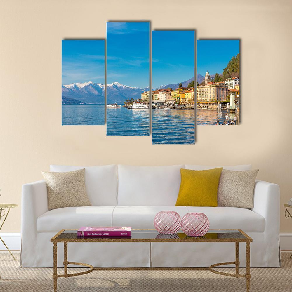 Small Village On Lake Como Canvas Wall Art-4 Pop-Gallery Wrap-50" x 32"-Tiaracle
