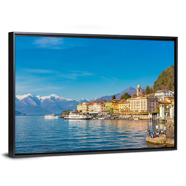 Small Village On Lake Como Canvas Wall Art-3 Horizontal-Gallery Wrap-25" x 16"-Tiaracle