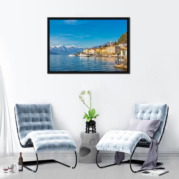 Small Village On Lake Como Canvas Wall Art-3 Horizontal-Gallery Wrap-25" x 16"-Tiaracle