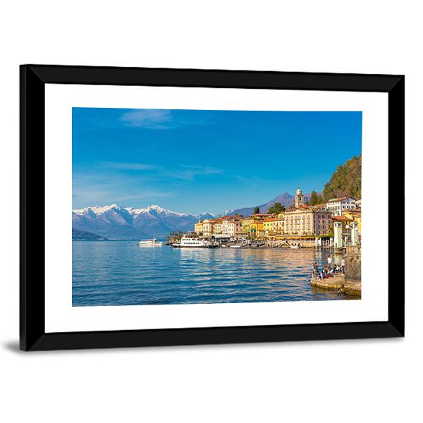 Small Village On Lake Como Canvas Wall Art-3 Horizontal-Gallery Wrap-25" x 16"-Tiaracle