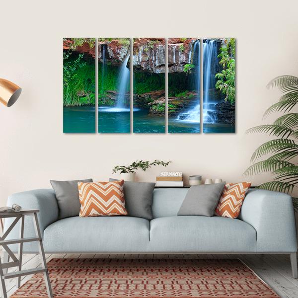 Small Waterfall Flowing Into The Fern Pool Australia Canvas Wall Art-5 Horizontal-Gallery Wrap-22" x 12"-Tiaracle