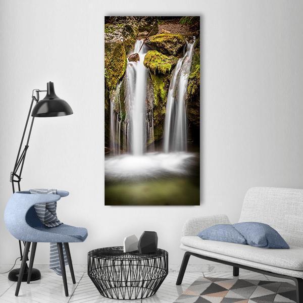 Small Waterfall Vertical Canvas Wall Art-1 Vertical-Gallery Wrap-12" x 24"-Tiaracle