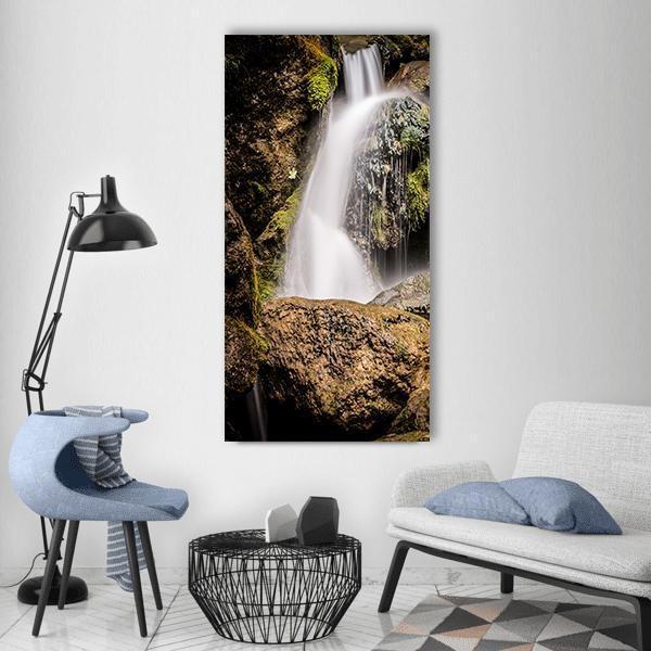 Small Waterfall Vertical Canvas Wall Art-3 Vertical-Gallery Wrap-12" x 25"-Tiaracle