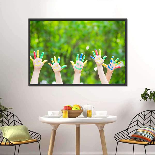 Smiley Hands Canvas Wall Art-3 Horizontal-Gallery Wrap-25" x 16"-Tiaracle