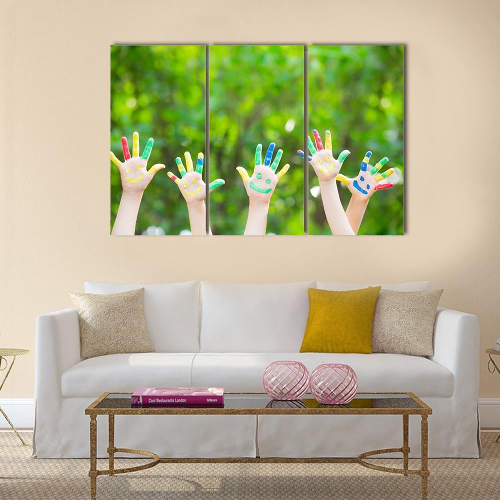 Smiley Hands Canvas Wall Art-3 Horizontal-Gallery Wrap-37" x 24"-Tiaracle