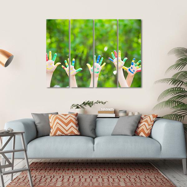 Smiley Hands Canvas Wall Art-4 Horizontal-Gallery Wrap-34" x 24"-Tiaracle