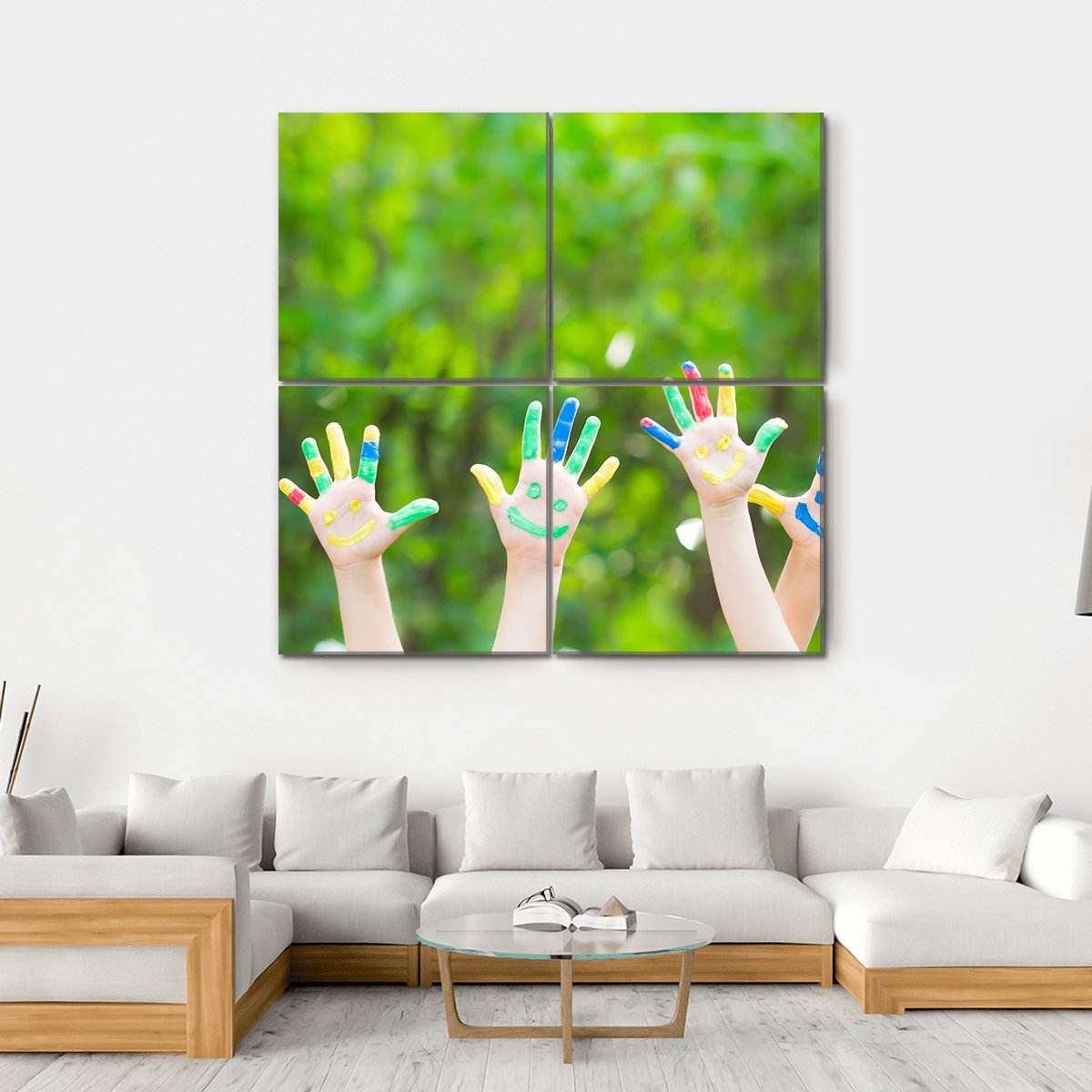 Smiley Hands Canvas Wall Art-4 Square-Gallery Wrap-17" x 17"-Tiaracle