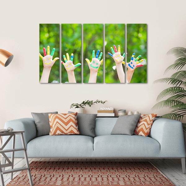 Smiley Hands Canvas Wall Art-5 Horizontal-Gallery Wrap-22" x 12"-Tiaracle