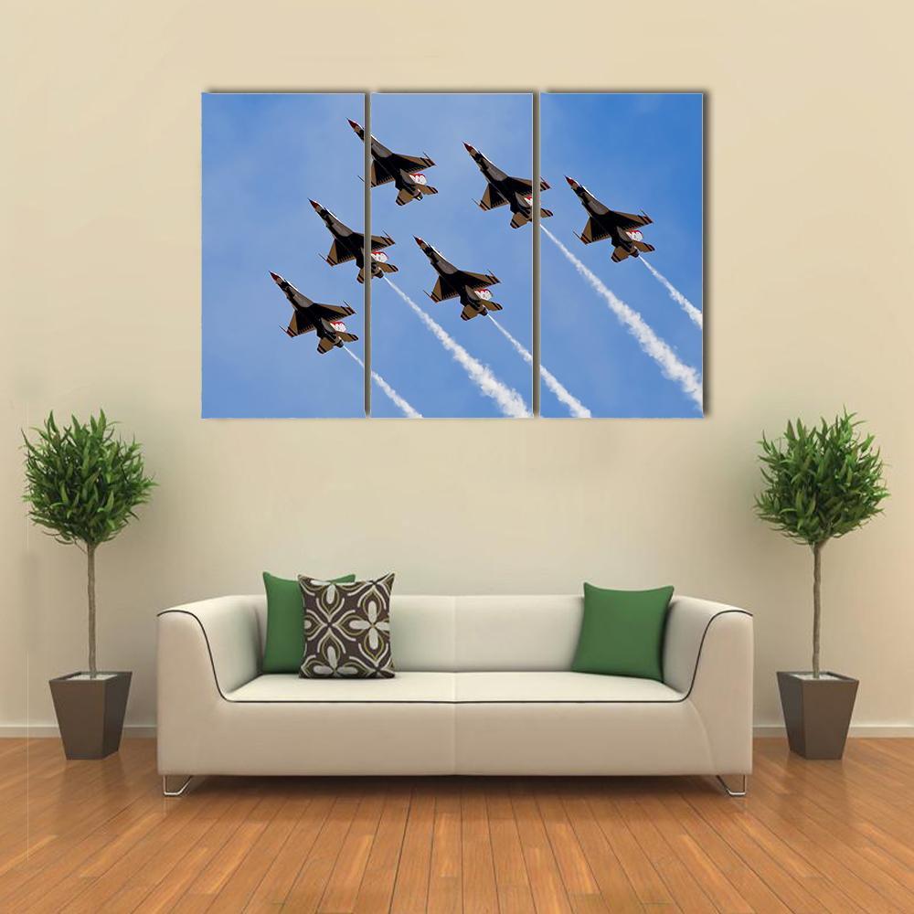 Smoke From Army Jets At Airshow Canvas Wall Art-3 Horizontal-Gallery Wrap-37" x 24"-Tiaracle