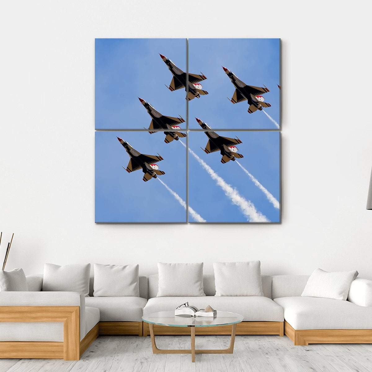 Smoke From Army Jets At Airshow Canvas Wall Art-4 Square-Gallery Wrap-17" x 17"-Tiaracle