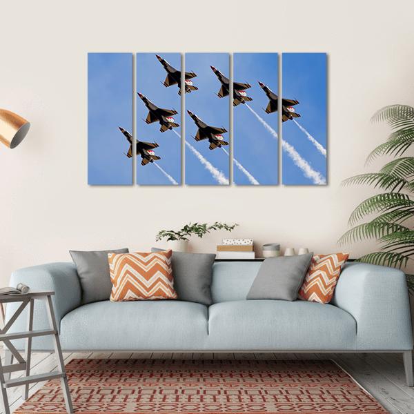 Smoke From Army Jets At Airshow Canvas Wall Art-5 Horizontal-Gallery Wrap-22" x 12"-Tiaracle