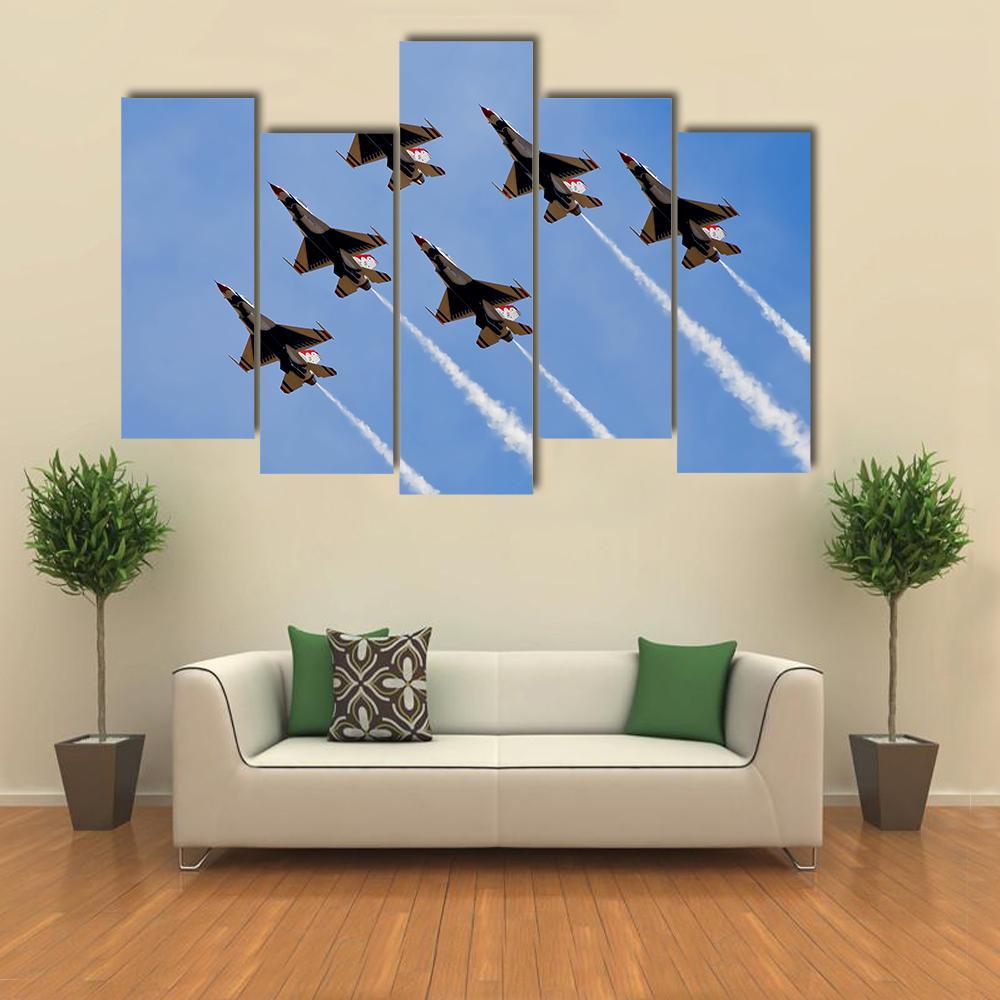 Smoke From Army Jets At Airshow Canvas Wall Art-5 Pop-Gallery Wrap-47" x 32"-Tiaracle