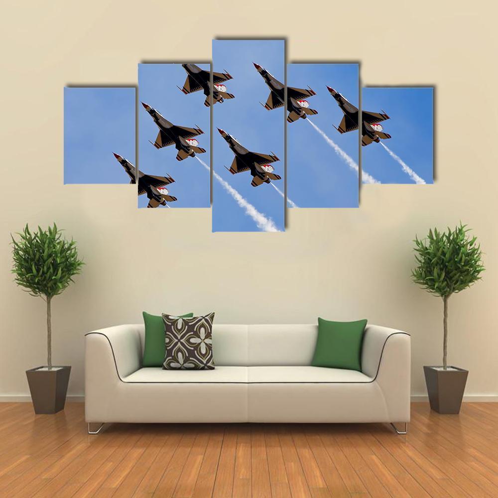 Smoke From Army Jets At Airshow Canvas Wall Art-5 Star-Gallery Wrap-62" x 32"-Tiaracle