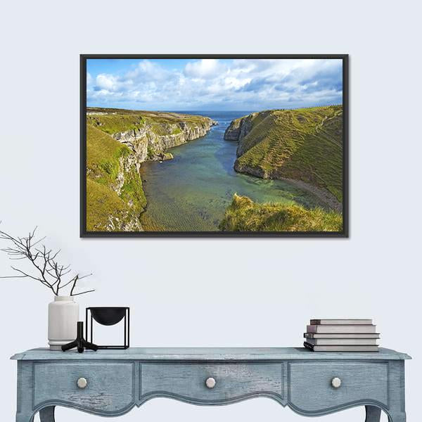 Smoo Cave Bay Landscape Canvas Wall Art-1 Piece-Floating Frame-24" x 16"-Tiaracle