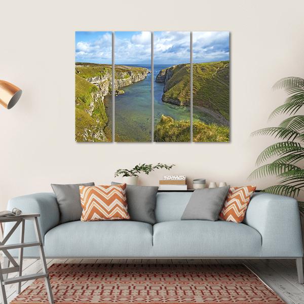 Smoo Cave Bay Landscape Canvas Wall Art-4 Horizontal-Gallery Wrap-34" x 24"-Tiaracle