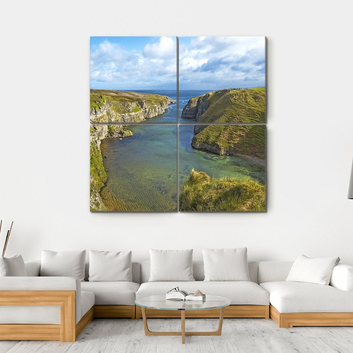 Smoo Cave Bay Landscape Canvas Wall Art-4 Square-Gallery Wrap-17" x 17"-Tiaracle