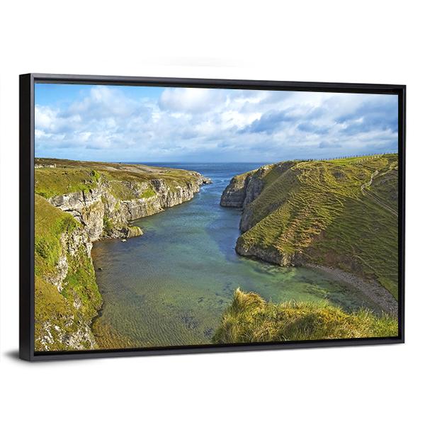 Smoo Cave Bay Landscape Canvas Wall Art-3 Horizontal-Gallery Wrap-25" x 16"-Tiaracle