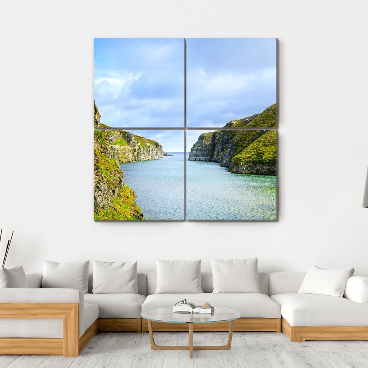 Smoo Cave Bay Landscape In Durness Canvas Wall Art-4 Square-Gallery Wrap-17" x 17"-Tiaracle
