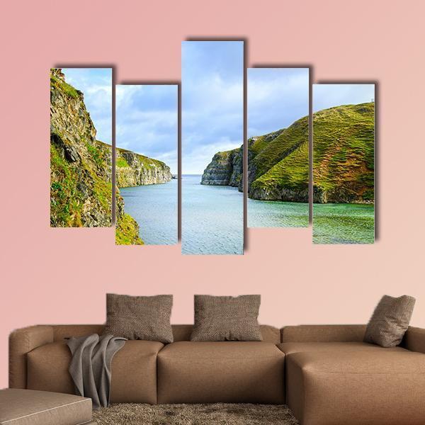 Smoo Cave Bay Landscape In Durness Canvas Wall Art-5 Pop-Gallery Wrap-47" x 32"-Tiaracle