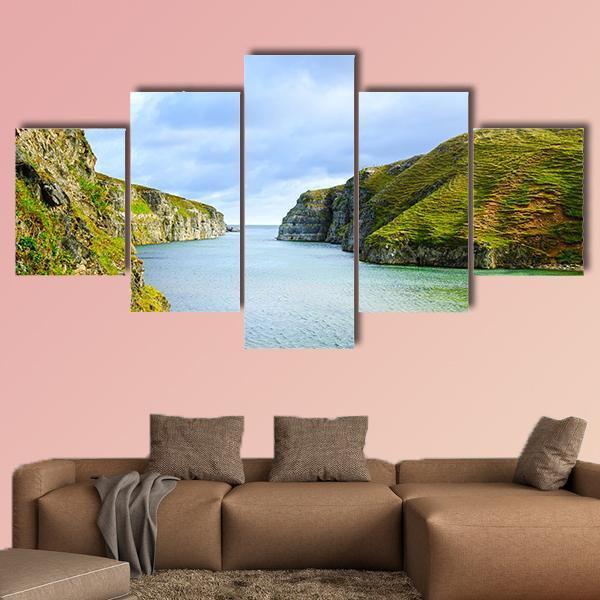 Smoo Cave Bay Landscape In Durness Canvas Wall Art-5 Star-Gallery Wrap-62" x 32"-Tiaracle
