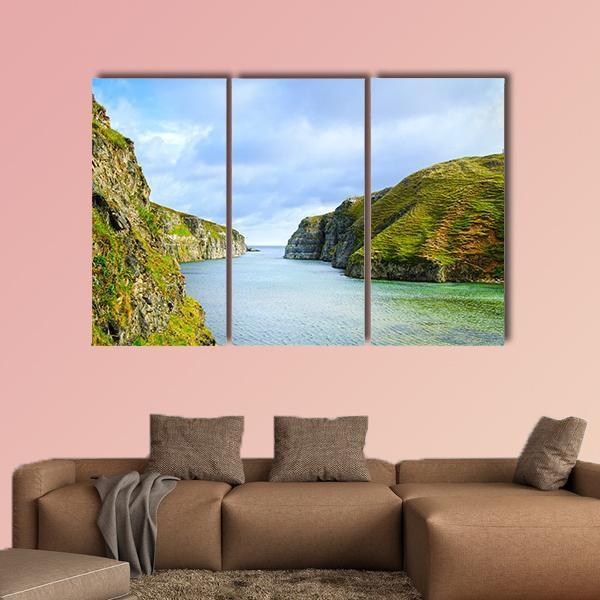 Smoo Cave Bay Landscape In Durness Canvas Wall Art-5 Star-Gallery Wrap-62" x 32"-Tiaracle