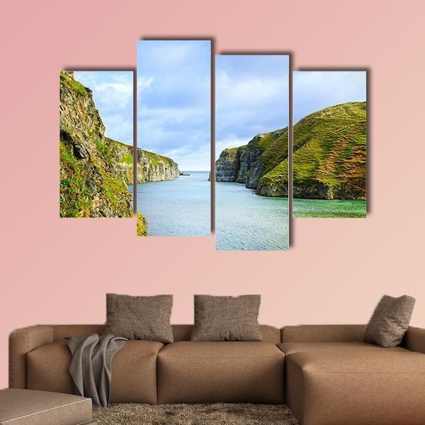 Smoo Cave Bay Landscape In Durness Canvas Wall Art-4 Pop-Gallery Wrap-50" x 32"-Tiaracle