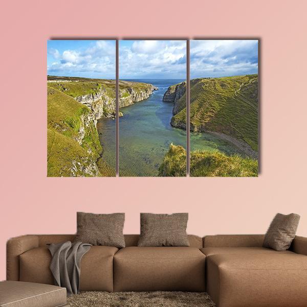 Smoo Cave Bay Landscape Canvas Wall Art-3 Horizontal-Gallery Wrap-37" x 24"-Tiaracle