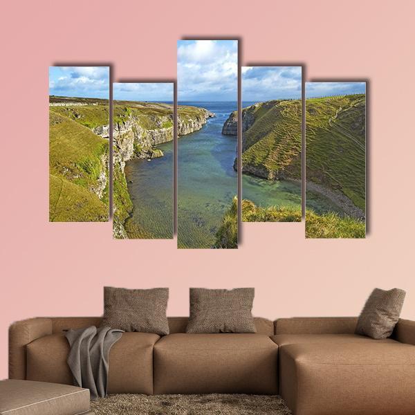Smoo Cave Bay Landscape Canvas Wall Art-5 Pop-Gallery Wrap-47" x 32"-Tiaracle