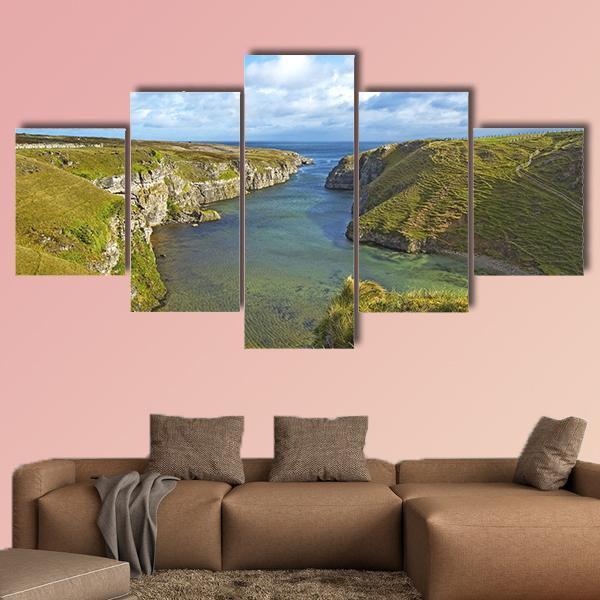 Smoo Cave Bay Landscape Canvas Wall Art-5 Star-Gallery Wrap-62" x 32"-Tiaracle