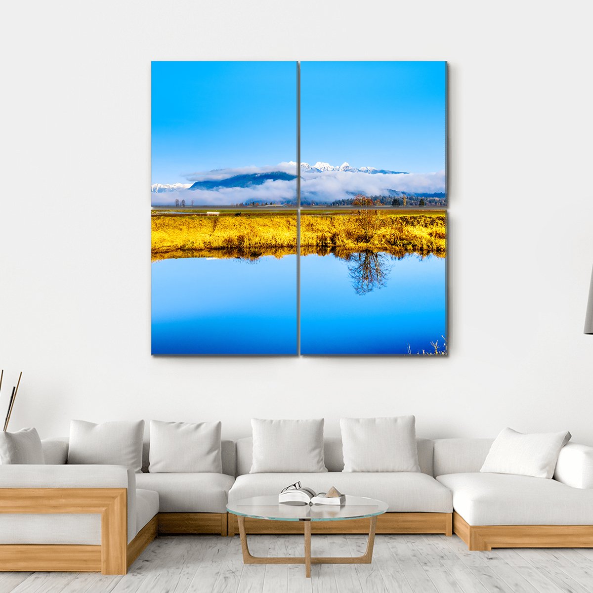 Smooth Surface Of Alouette River Canvas Wall Art-4 Square-Gallery Wrap-17" x 17"-Tiaracle