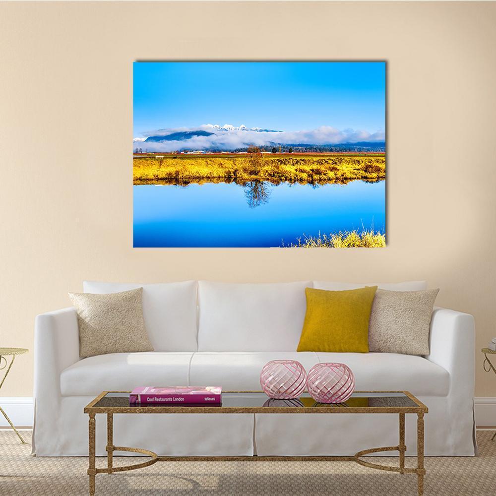 Smooth Surface Of Alouette River Canvas Wall Art-1 Piece-Gallery Wrap-48" x 32"-Tiaracle