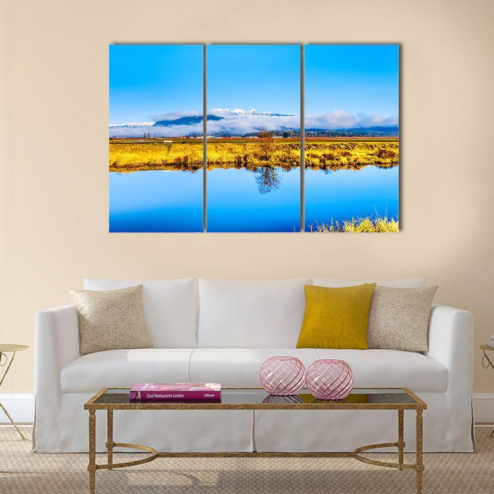 Smooth Surface Of Alouette River Canvas Wall Art-3 Horizontal-Gallery Wrap-37" x 24"-Tiaracle