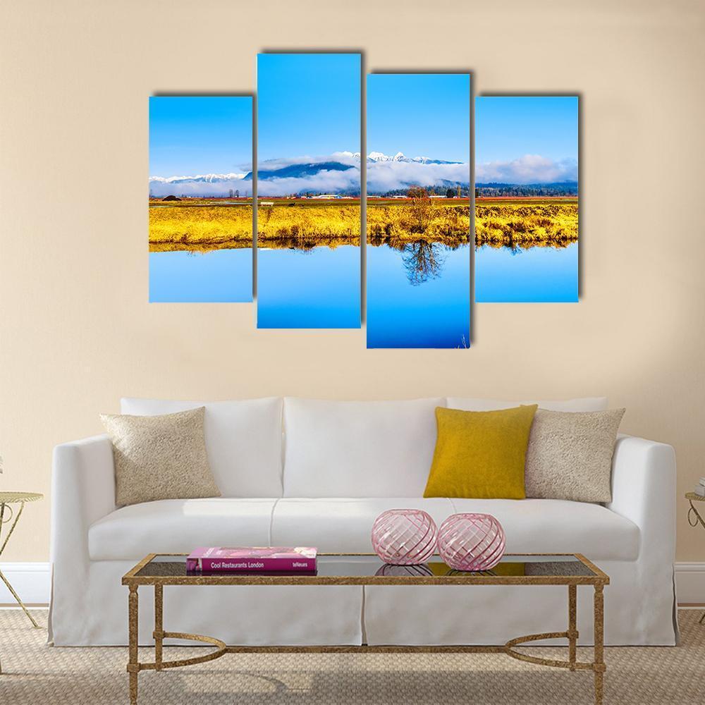 Smooth Surface Of Alouette River Canvas Wall Art-4 Pop-Gallery Wrap-50" x 32"-Tiaracle